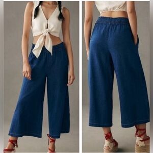 Anthropologie Wide Leg Smocked Waist Culottes